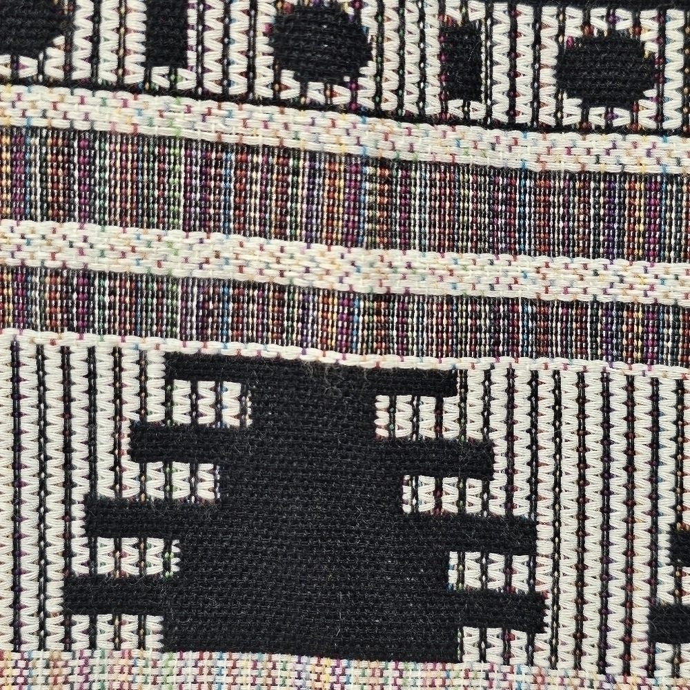 Esley Ethnic Pattern Woven Mini Skirt, black, white and multi color - Picture 2 of 7